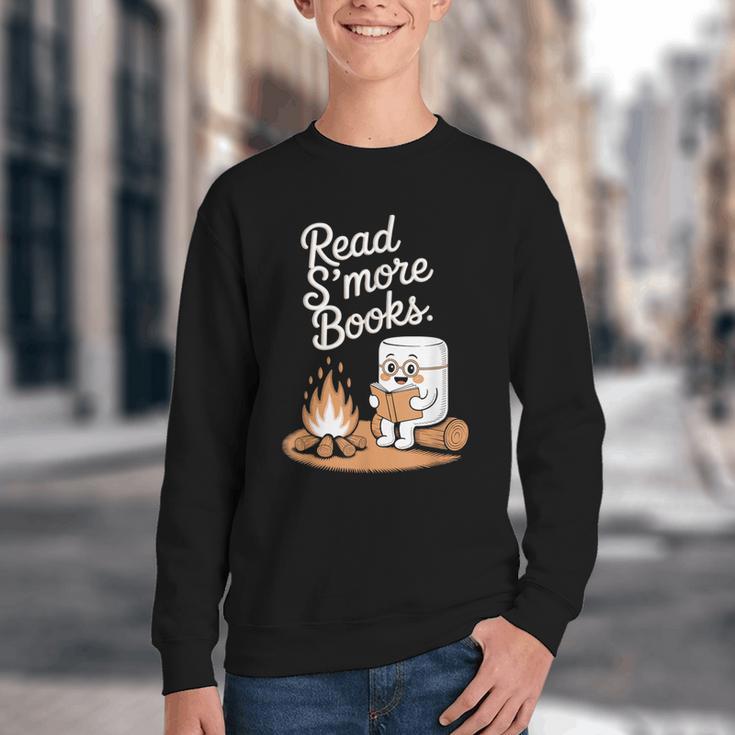 Read S'More Books Camping Outdoors Reading Campfire Smores Youth Crewneck Sweatshirt
