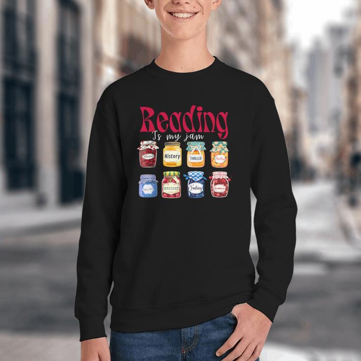 Reading Is My Jam Teacher Student Book Lovers Youth Crewneck Sweatshirt