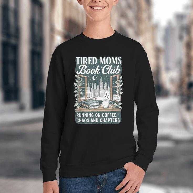 Retro Tired Moms Book Club Bookish Booktrovert Mother's Day Youth Crewneck Sweatshirt Retro Tired Moms Book Club Bookish Booktrovert Mother's Day Youth Crewneck Sweatshirt
