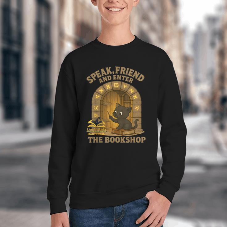 Speak Friend Enter Bookshop Magic Panther Youth Crewneck Sweatshirt Speak Friend Enter Bookshop Magic Panther Youth Crewneck Sweatshirt