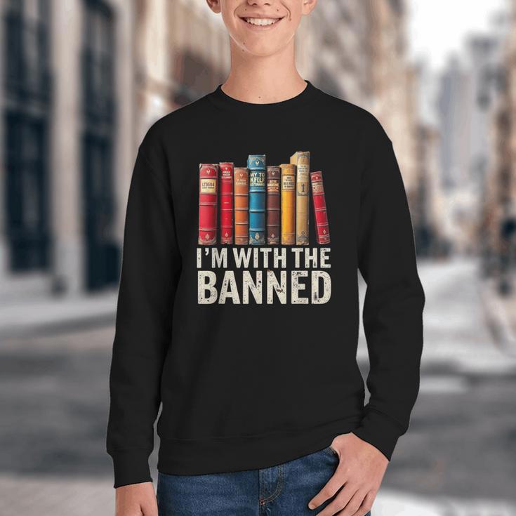Support Banned Books Freedom I'm With The Banned Youth Crewneck Sweatshirt