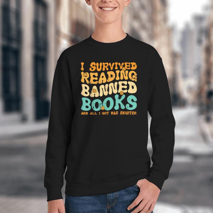 I Survived Reading Banned Books Read Librarian Men Women Youth Crewneck Sweatshirt I Survived Reading Banned Books Read Librarian Men Women Youth Crewneck Sweatshirt