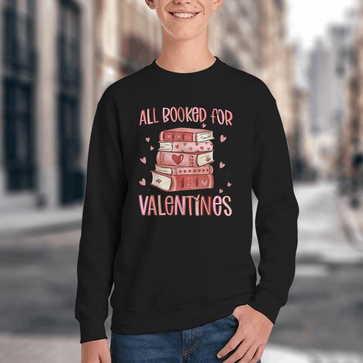 Valentines All Booked For Valentines Book Lovers Teacher Kid Youth Crewneck Sweatshirt