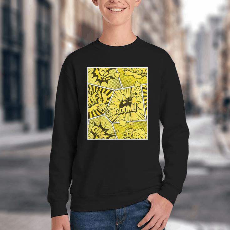 Varsity-Gold Yellow Comic Book University Varsity-Gold Youth Crewneck Sweatshirt Varsity-Gold Yellow Comic Book University Varsity-Gold Youth Crewneck Sweatshirt