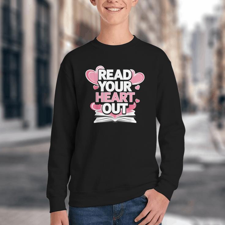 Women Read Your Heart Out Valentine's Day Teacher Book Youth Crewneck Sweatshirt