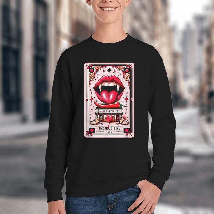 Yes Sir The Good-Girl The Good-Girl Tarot Card Smut Book Youth Crewneck Sweatshirt