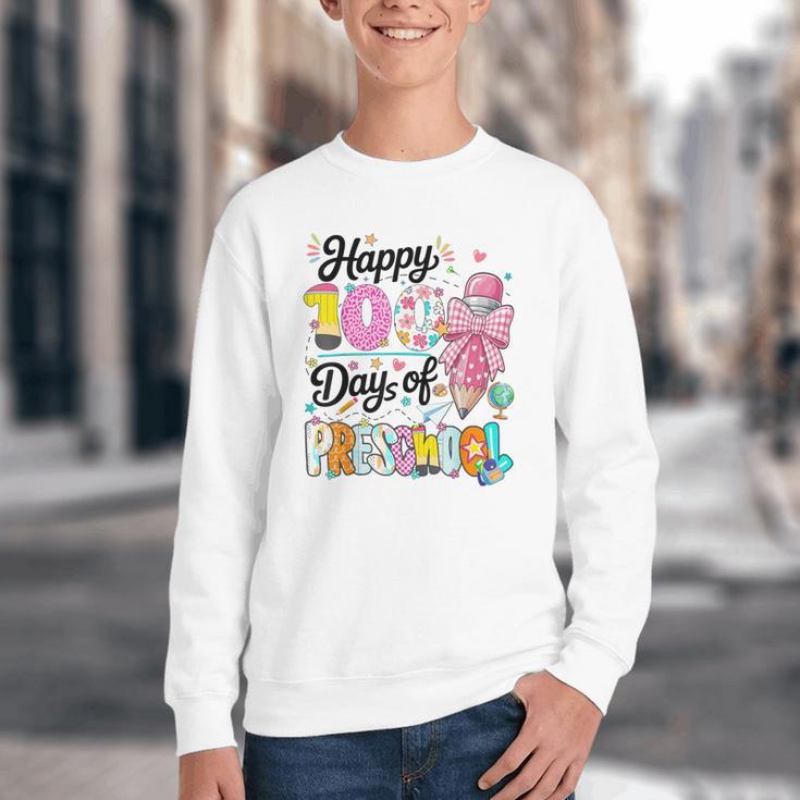 100th Day Of School Teacher Books 100 Days Of Preschool Girl Youth Crewneck Sweatshirt 100th Day Of School Teacher Books 100 Days Of Preschool Girl Youth Crewneck Sweatshirt
