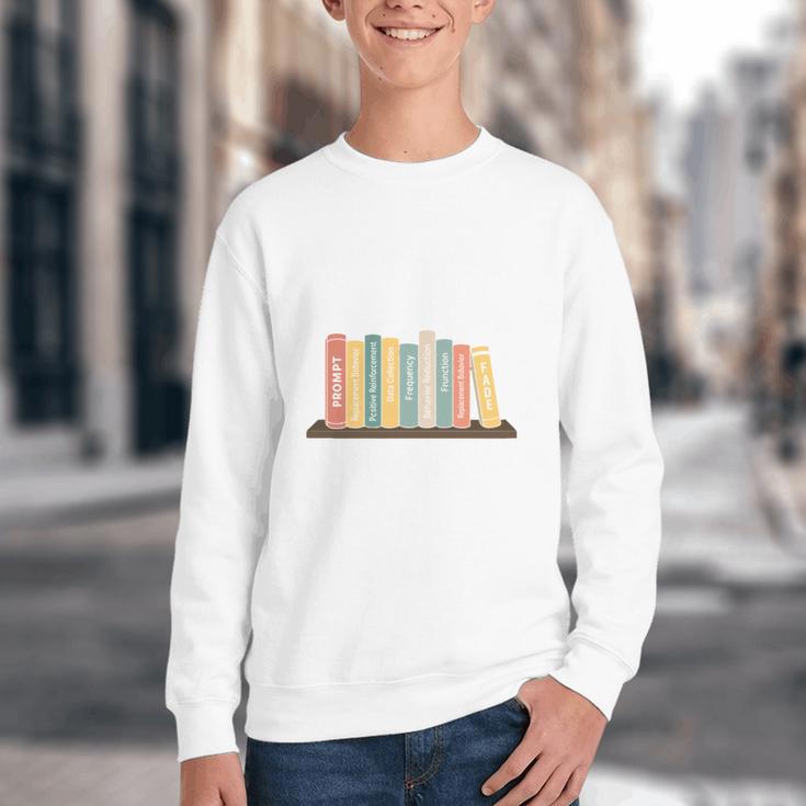 Applied Behavior Analysis Book Wildflower ABA RBT Therapist Youth Crewneck Sweatshirt Applied Behavior Analysis Book Wildflower ABA RBT Therapist Youth Crewneck Sweatshirt