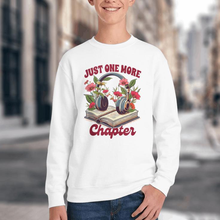 Audiobook Lover Bookish Headphones Just One More Chapter Youth Crewneck Sweatshirt Audiobook Lover Bookish Headphones Just One More Chapter Youth Crewneck Sweatshirt