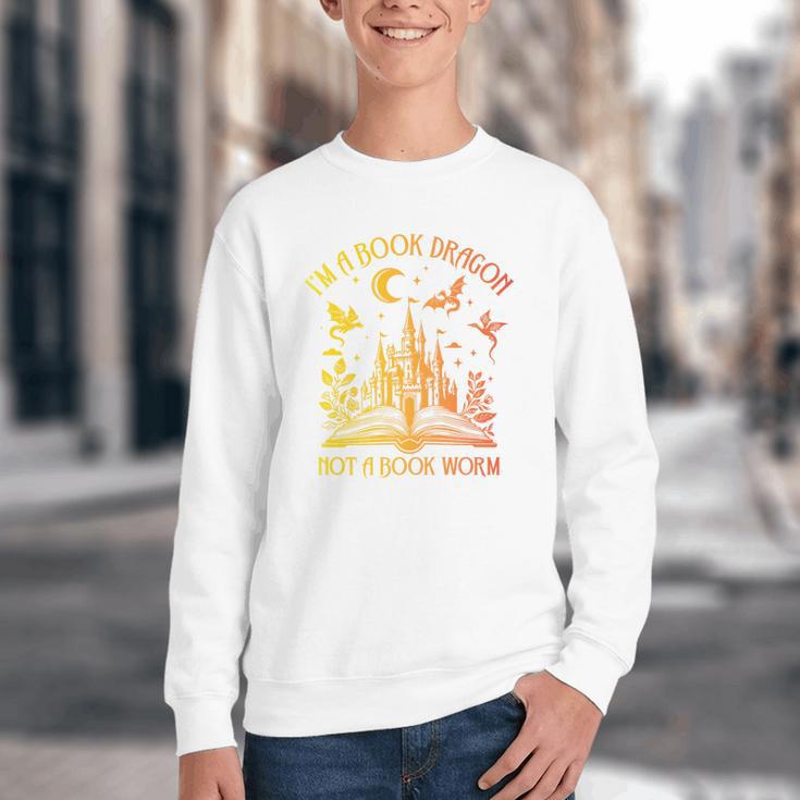 Book Dragon Not Book Worm Premium Youth Crewneck Sweatshirt