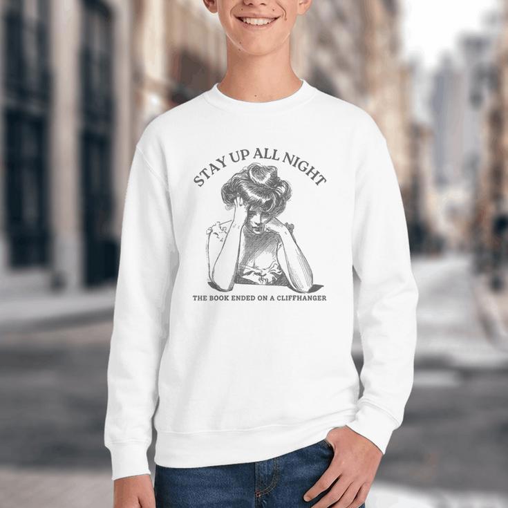 The Book Ended On a Cliffhanger Cute Book Lover Teach Youth Crewneck Sweatshirt