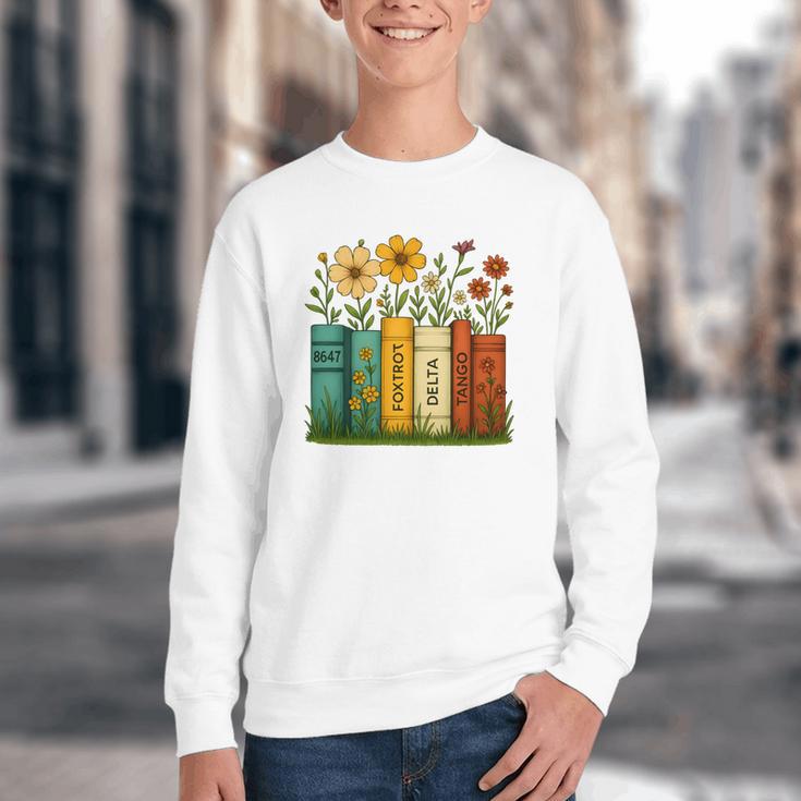 Book Flower 8647 Foxtrots Deltas Tangos Youth Crewneck Sweatshirt