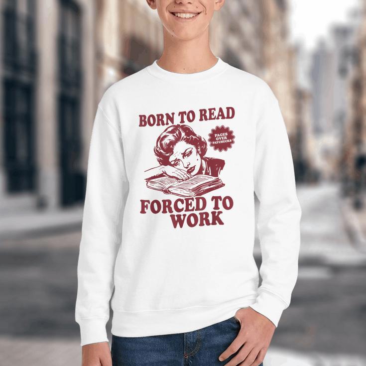 Book Readers Forced To Work Sadness Youth Crewneck Sweatshirt