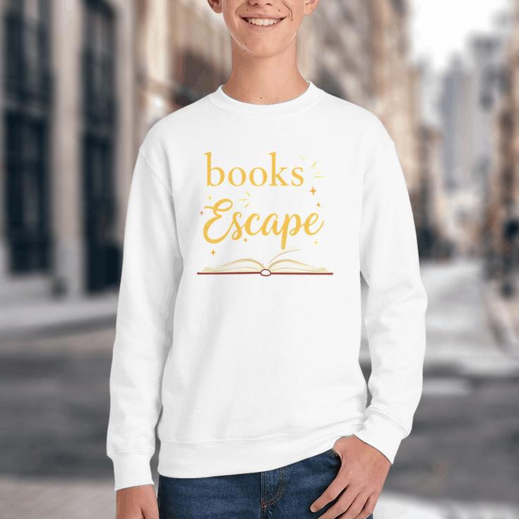 Books Are My Escape Simple Reading Quote Youth Crewneck Sweatshirt
