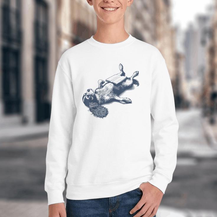 Cavalier King Charles Spaniel Book Nap Vintage Dog Mom Dad Youth Crewneck Sweatshirt
