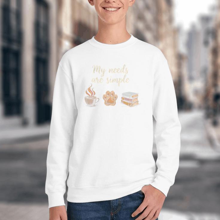 Coffee Paw Print Book Lover Reading Simple Life Bookworm Premium Tri-Blend Youth Crewneck Sweatshirt