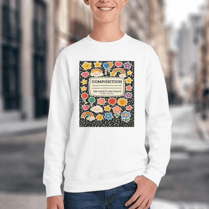 Composition Notebook Costume Teacher Matching Halloween Book Youth Crewneck Sweatshirt Composition Notebook Costume Teacher Matching Halloween Book Youth Crewneck Sweatshirt