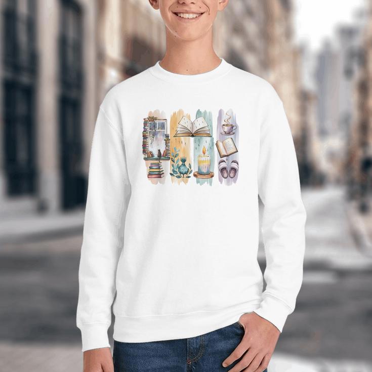 Coquette Bookworm Reading Enthusiast Book Lover Book Youth Crewneck Sweatshirt