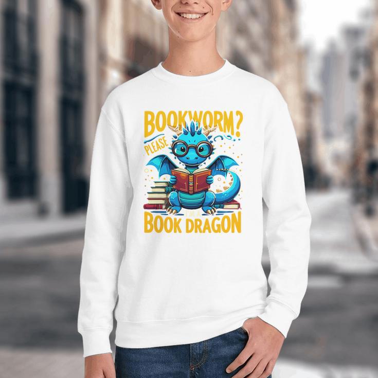 Dragon Bookworm Please I'm A Book Dragon Youth Crewneck Sweatshirt Dragon Bookworm Please I'm A Book Dragon Youth Crewneck Sweatshirt