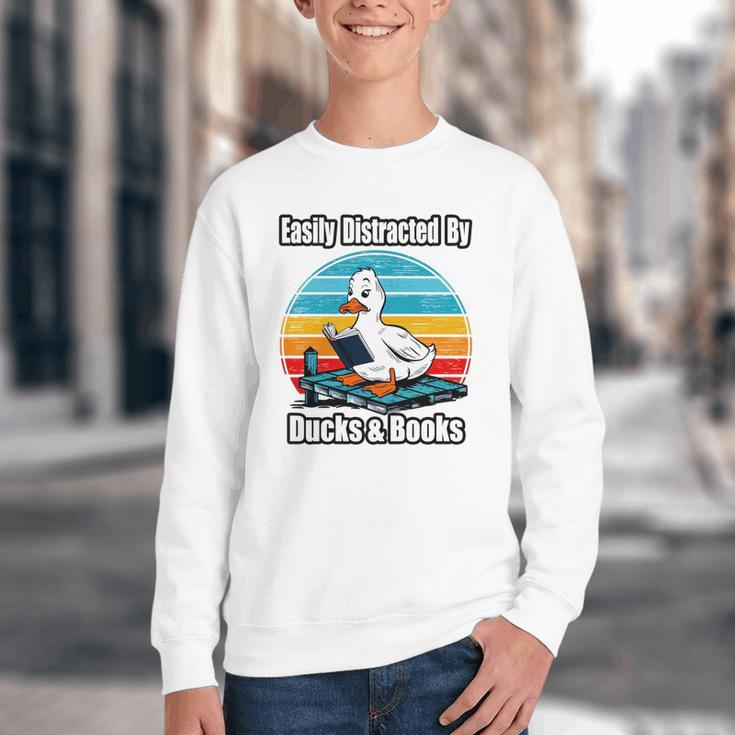 Ducks Books Lover Easily Distracted By Ducks & Books Youth Crewneck Sweatshirt Ducks Books Lover Easily Distracted By Ducks & Books Youth Crewneck Sweatshirt