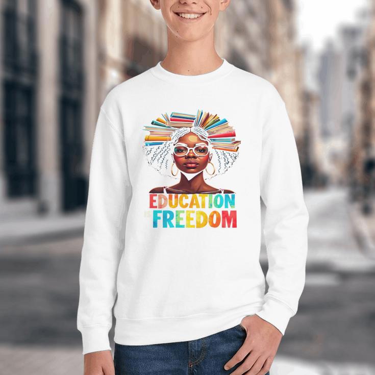 Education Is Freedom Afro Books Youth Crewneck Sweatshirt Education Is Freedom Afro Books Youth Crewneck Sweatshirt