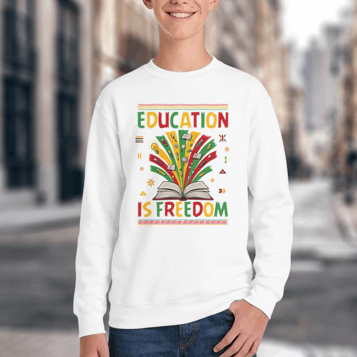 Education Is Freedom Books Lover History Month Youth Crewneck Sweatshirt