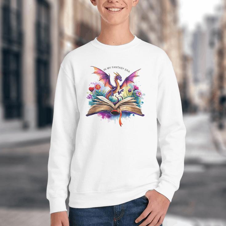 In My Fantasy Era Magic Dragon Book Youth Crewneck Sweatshirt