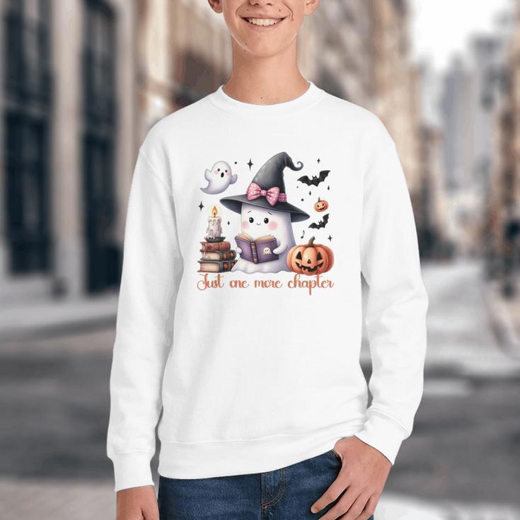 Ghost Reading Book Coquette Bow Halloween Girl Toddler Kid Premium Youth Crewneck Sweatshirt