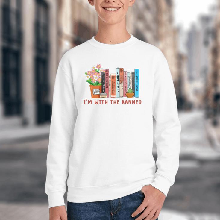 I'm With The Banned Books – Book Lover Librarian Reading Youth Crewneck Sweatshirt