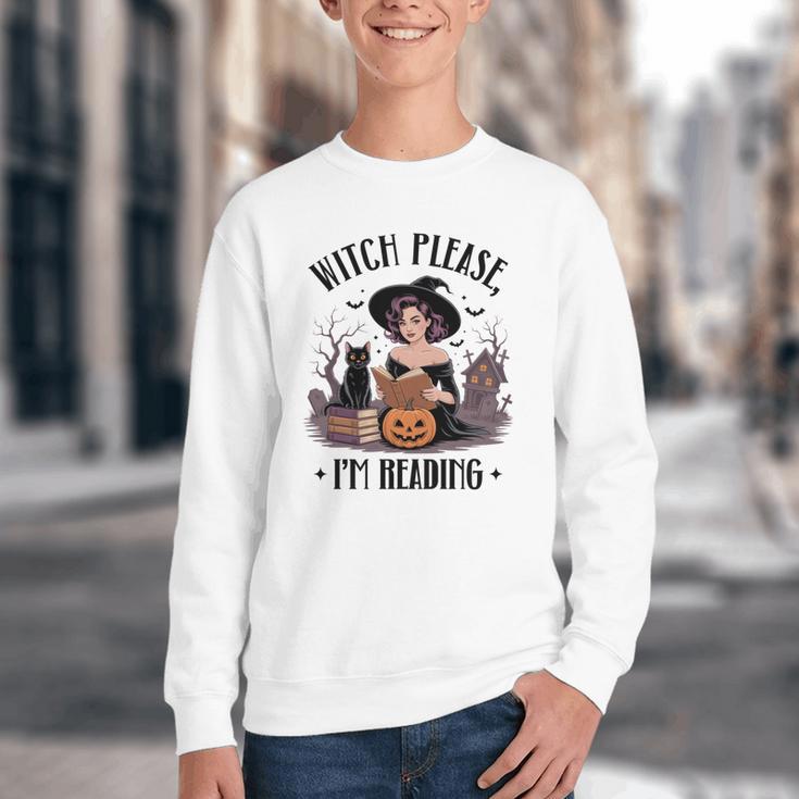 I'm Reading Halloween Witch Book Lover Youth Crewneck Sweatshirt I'm Reading Halloween Witch Book Lover Youth Crewneck Sweatshirt