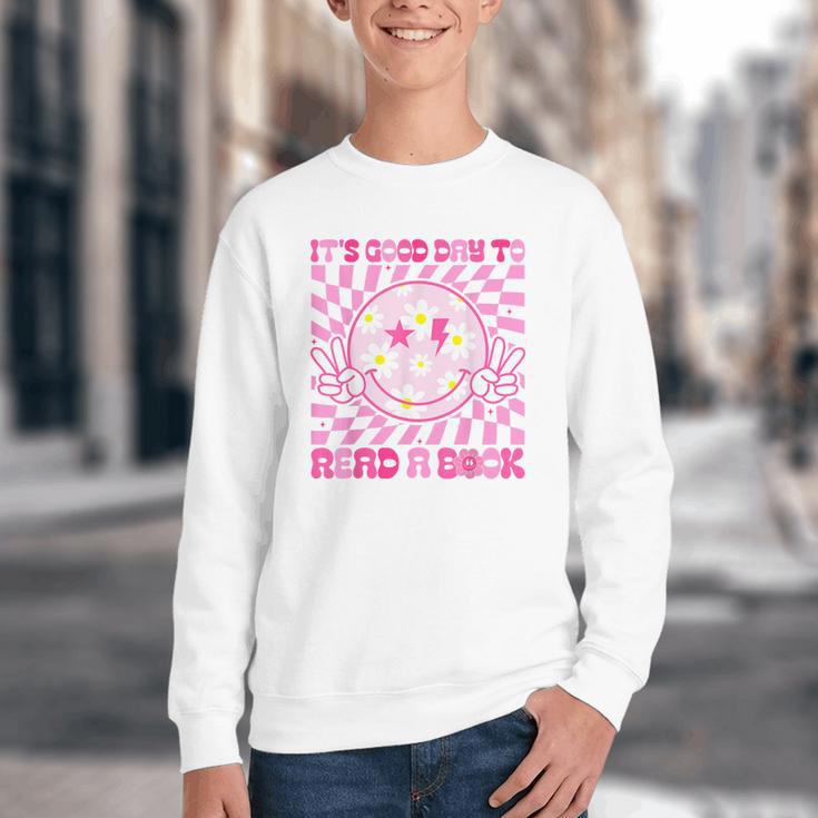 It's Good Day To Read Book Library Reading Lovers Youth Crewneck Sweatshirt