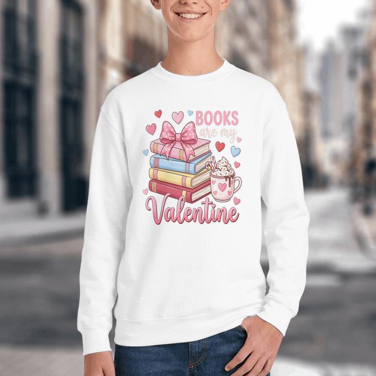 Librarian Books Are My Valentine Teacher Valentines Teach Youth Crewneck Sweatshirt