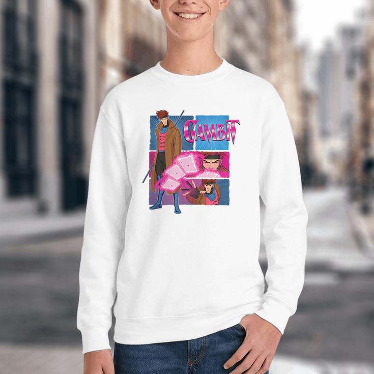 Marvel X-Men '97 Vintage Classic Gambit Comic Book Panels Youth Crewneck Sweatshirt