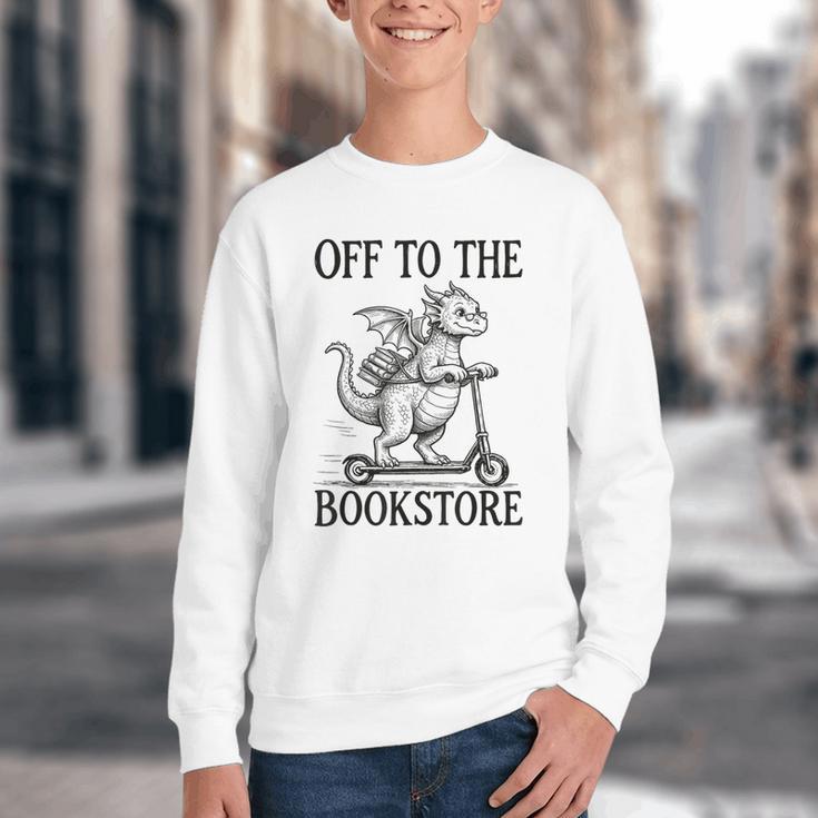 Off To The Bookstore Reading Bookworm Youth Crewneck Sweatshirt