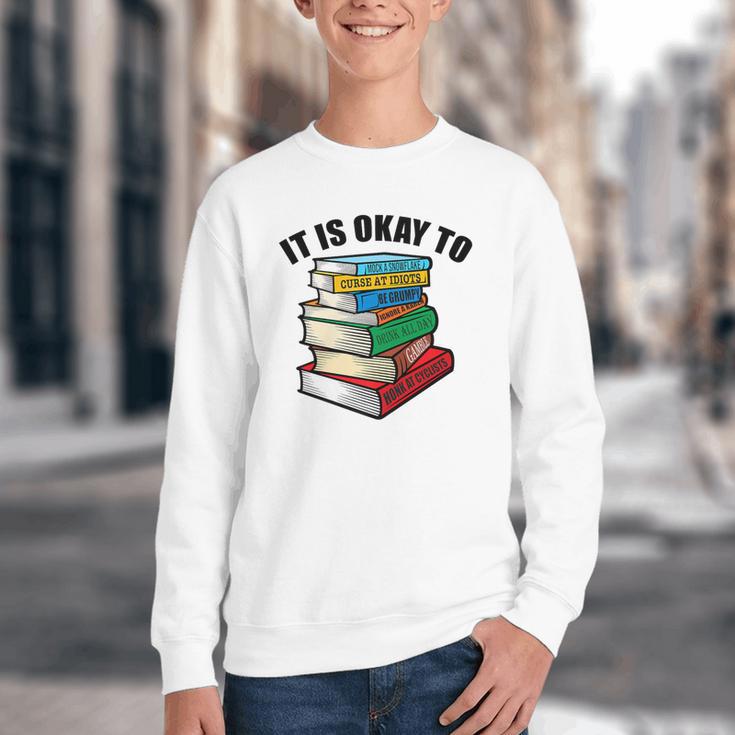 It Is Okay To Be a Grumpy Old Man Book Lover Premium Youth Crewneck Sweatshirt