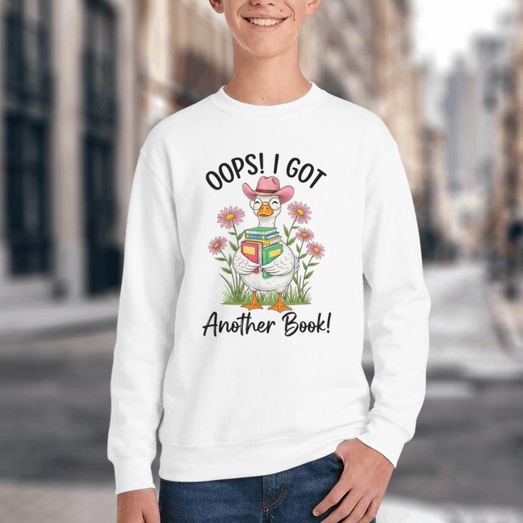 Oops I Got Another Book Cute Goose Librarian Reading Teacher Youth Crewneck Sweatshirt