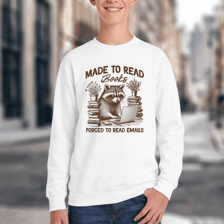 Reading Book Lover Made To Read Books Forces To Read Emails Youth Crewneck Sweatshirt Reading Book Lover Made To Read Books Forces To Read Emails Youth Crewneck Sweatshirt