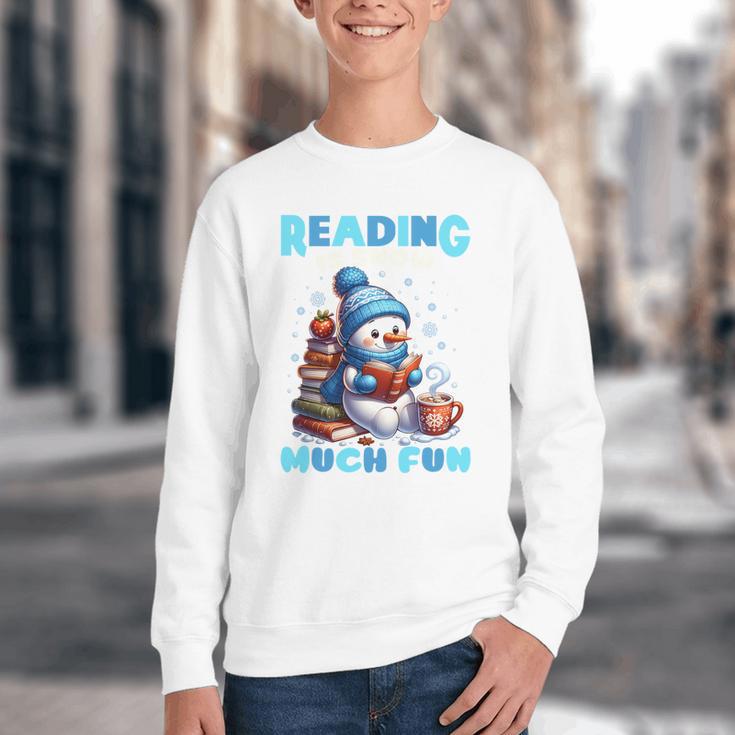 Reading Is Snow Much Fun Christmas Xmas Book Reading Youth Crewneck Sweatshirt