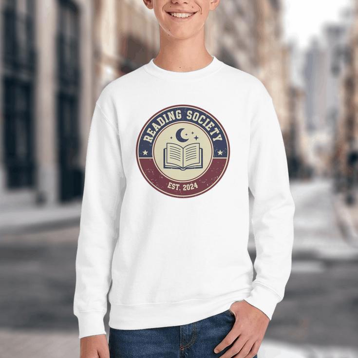 Reading Society Est 2024 Vintage Book Club Youth Crewneck Sweatshirt Reading Society Est 2024 Vintage Book Club Youth Crewneck Sweatshirt