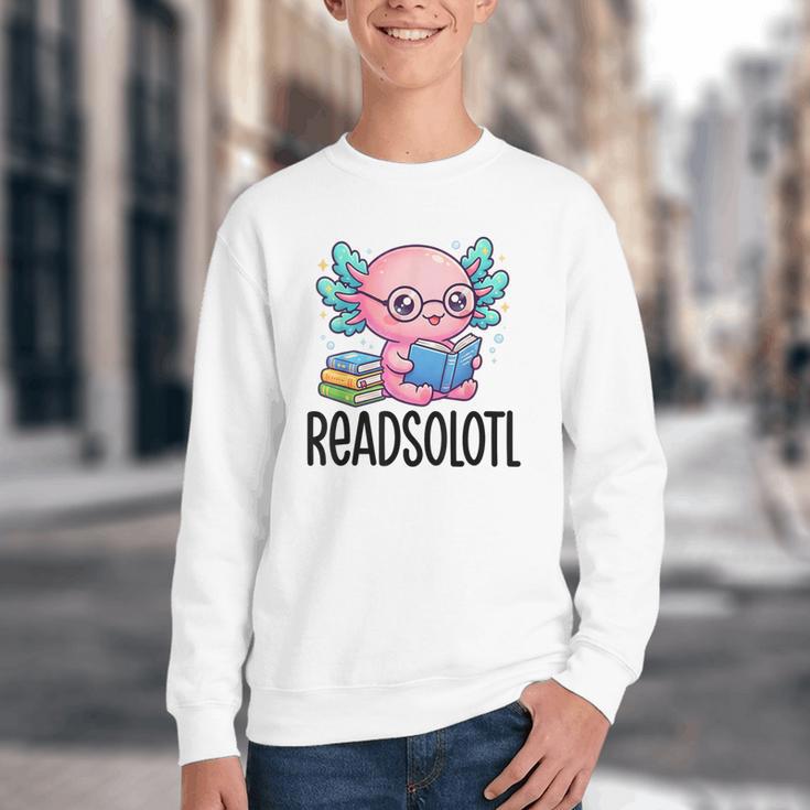 Readsolotl Cute Axolotl Reading Book Kawaii Pink Aesthetic Youth Crewneck Sweatshirt Readsolotl Cute Axolotl Reading Book Kawaii Pink Aesthetic Youth Crewneck Sweatshirt
