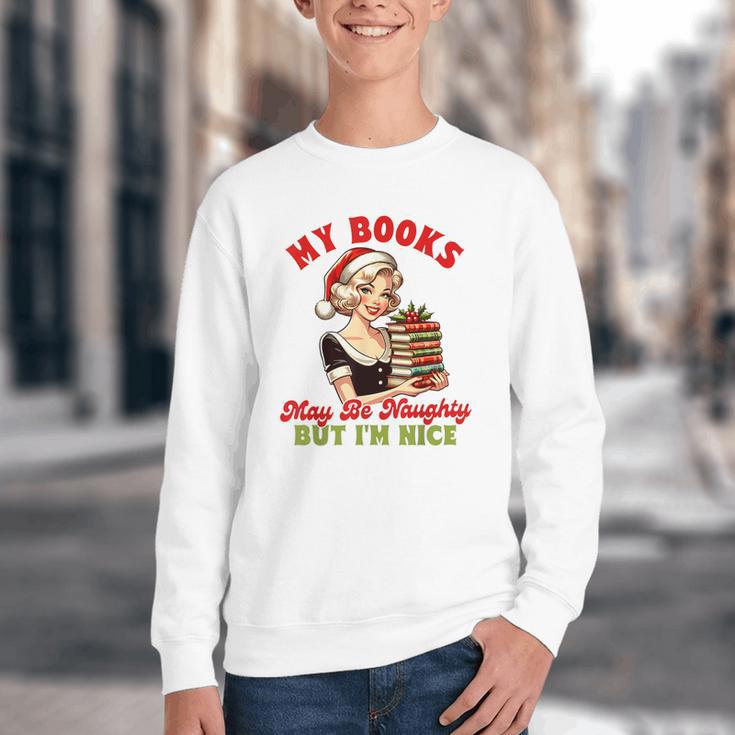 Smut Reader Christmas My Books May Be Naughty But I'm Nice Youth Crewneck Sweatshirt