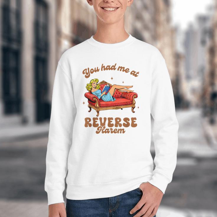 Smut Reader You Had Me At Reverse Harem Spicy Grey Book Youth Crewneck Sweatshirt