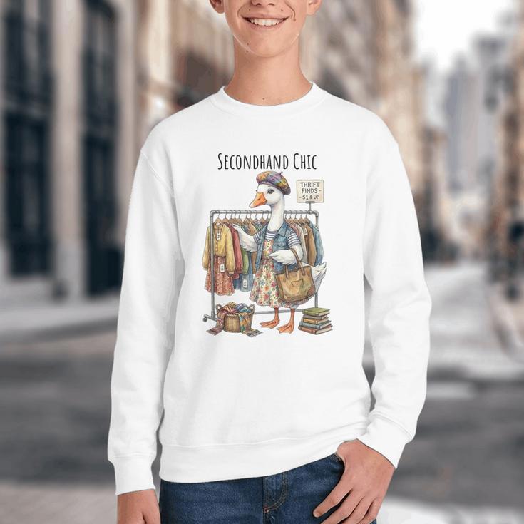 Thrifting Goose Vintage Fashion Book Lover Youth Crewneck Sweatshirt