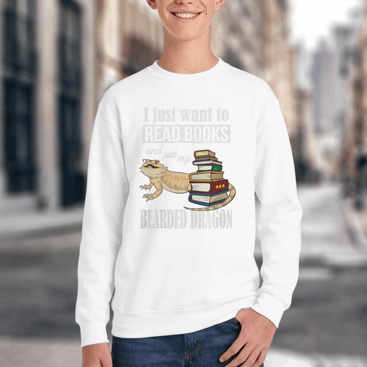 Tiny Dinosaur Read Books & Pet My Bearded Dragon Lover Premium Tri-Blend Youth Crewneck Sweatshirt