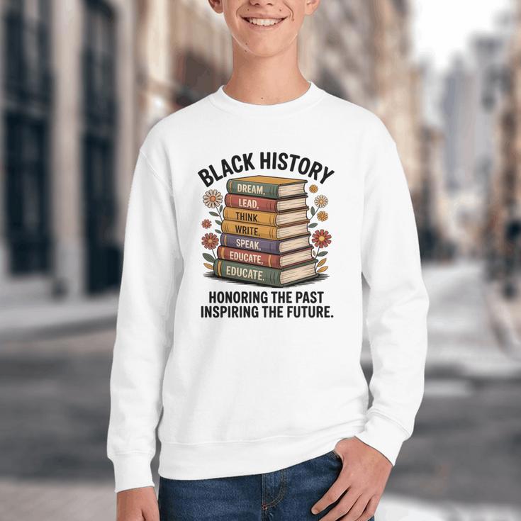 History Month Teacher Reading Book Lover Floral Stack Premium Tri-Blend Youth Crewneck Sweatshirt