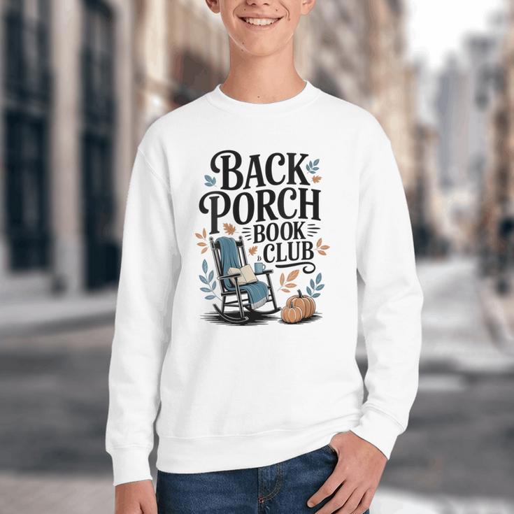 Vintage Reader Author Country Aesthetic Back Porch Book Club Youth Crewneck Sweatshirt