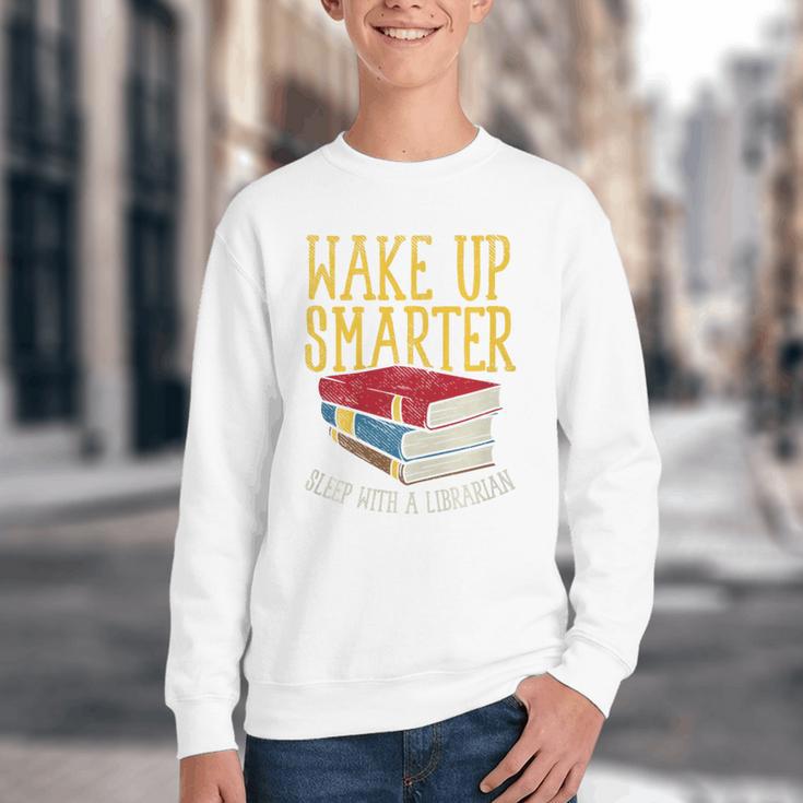 Wake Up Smarter Librarian Book Stack Premium Tri-Blend Youth Crewneck Sweatshirt