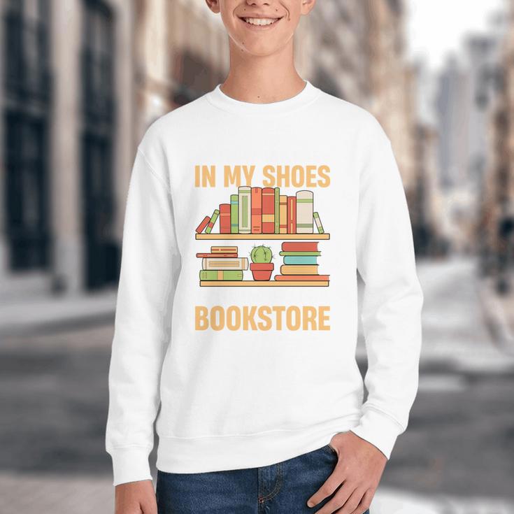 If You Walk A Mile In My Shoes You'Ll End Up At Bookstore Youth Crewneck Sweatshirt
