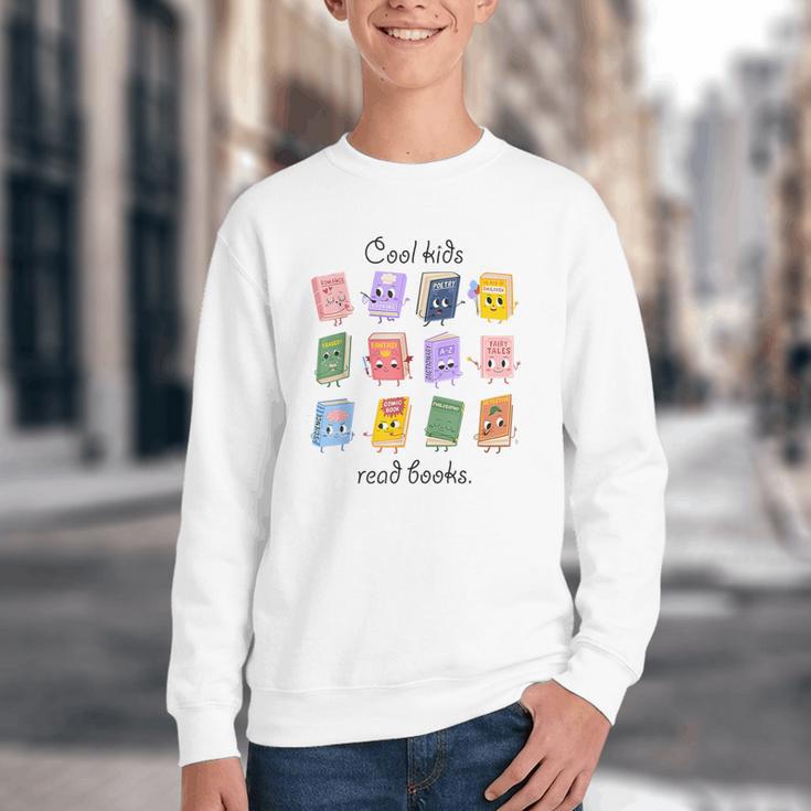 Women Cool Kids Read Books Teacher Back To School Librarian Youth Crewneck Sweatshirt