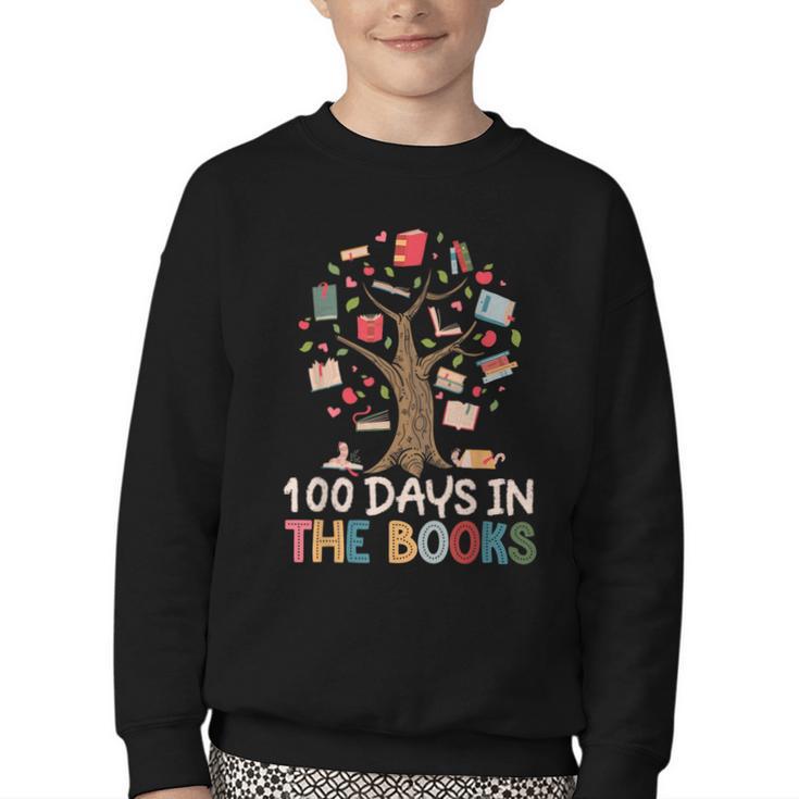 100 Days In The Books Reading Teacher Cute Book Lover Youth Crewneck Sweatshirt